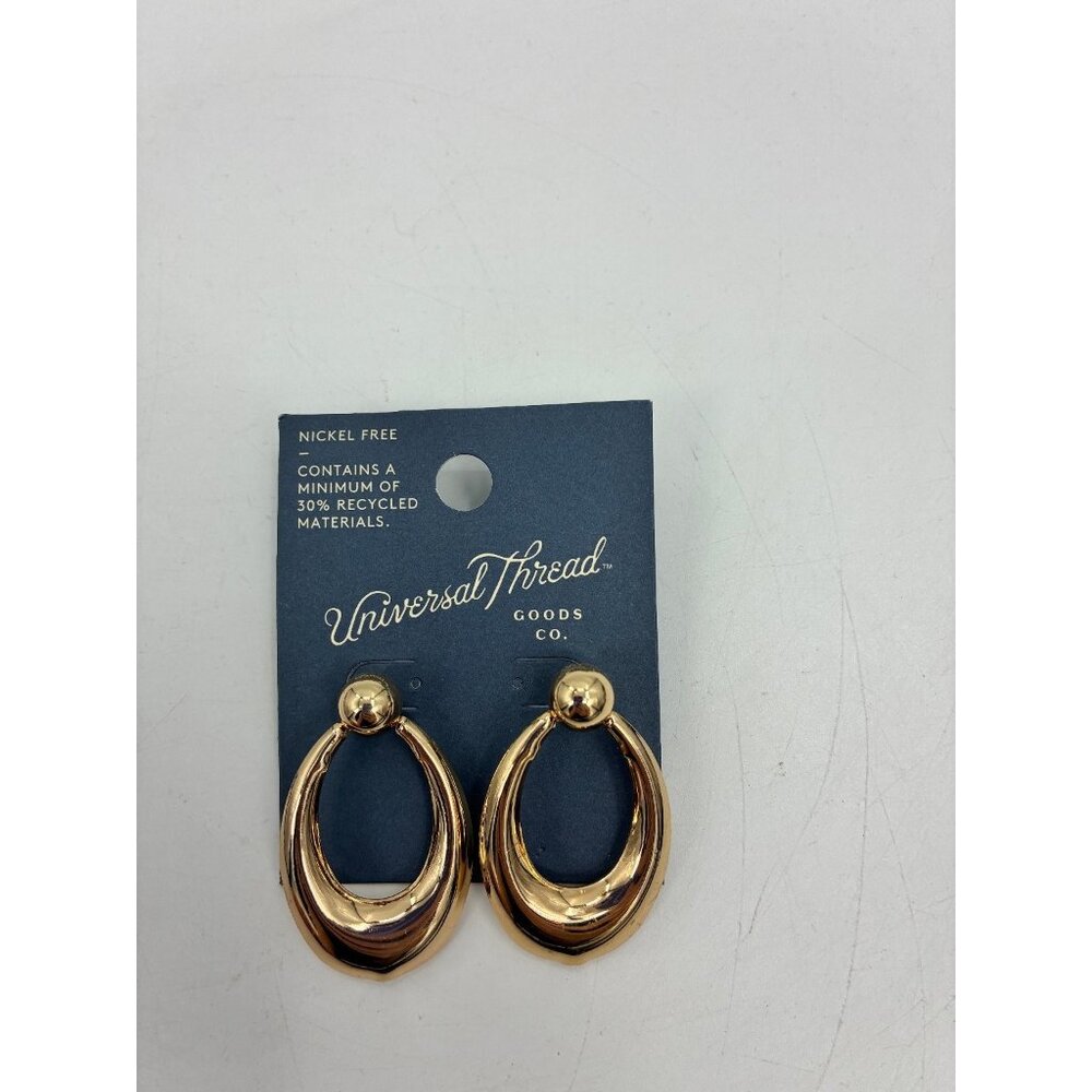 Universal Thread Gold Tone Oval Drop Earrings Nickel Free Recycled